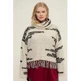 Studio Untold Rollkragenpullover Jacquard Schwarz / Weiß XL-XXL