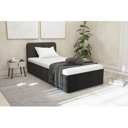 Polsterbett "Shawn", schwarz, L:210cm, Bezug Kopfteil: Teddy-Stoff: 100% Polyester, Bezug Bettgestell: Microvelours 100% Polyester, Polsterung: Polsterwatte, Material Gestell: gepolsterter Holzwerkstoff, WESTFALIA SCHLAFKOMFORT, Betten, zwei verschiedene Liegehöhen wählbar