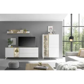 Mäusbacher Highboard 101 x 160 x 42 cm ice weiß supermatt / Asteiche