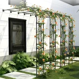 Rosenbogen aus Metall – halber seitiger Gartenbogen für Kletterpflanzen, einfache Montage, halbrunde Pergola für drinnen und draußen, Rasendekoration