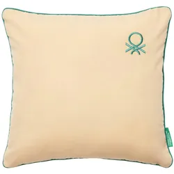 Benetton - Kissen 45x45cm 100 % Baumwolle Beige Regenbogen