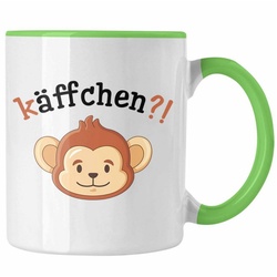 Trendation Tasse Trendation – Käffchen Tasse Geschenk Lustige Kaffeetasse mit Sprüchen Affe Grafik Büro Arbeit Tasse Kollege Kollegin grün