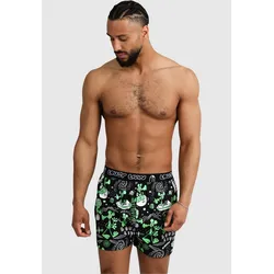 Boxershorts LOUSY LIVIN "2Pack Boxershorts Outer Weedy", Herren, Gr. L, schwarz (schwarz, lila), 100% Baumwolle, Unterhosen, 2er-Pack im lockeren Schnitt