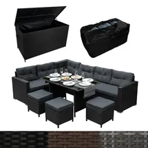 MonsterShop Rattan Eckgarnitur & Kissenbox 582 l Schwarz