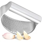hausleben Knoblauchpresse Edelstahl – Ergonomischer Knoblauchzerkleinerer für müheloses Pressen von Knoblauch & Ingwer | Rostfrei, leicht zu reinigen, kompakt & langlebig