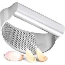 hausleben Knoblauchpresse Edelstahl – Ergonomischer Knoblauchzerkleinerer für müheloses Pressen von Knoblauch & Ingwer | Rostfrei, leicht zu reinigen, kompakt & langlebig