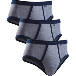 Slip CLIPPER EXCLUSIVE, Herren, Gr. 6 (L), blau (marine), Obermaterial: 100% Baumwolle, unifarben, körpernah, Unterhosen, modische Optik: Jeans meliert, tolle Baumwoll-Qualität