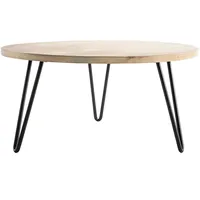 Miliboo Couchtisch rund Mangoholz und Metall 80 x 40
