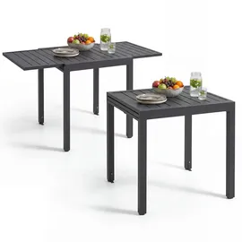 Tectake Aluminium-Gartentisch ausziehbar 70–140 x 70 x 75 cm Dunkelgrau