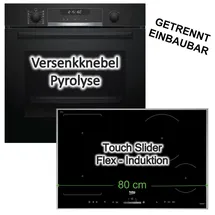 Bosch Herdset Bosch Backofen PYROLYSE + Beko Induktionskochfeld PowerBoost CombiZone autark 80cm