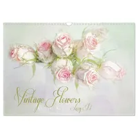 Calvendo Vintage Flowers (Wandkalender 2026 DIN A3 quer), CALVENDO