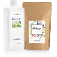 HANSE PRO Set: Schmierseife flüssig (1000 ml) & Kernseife geraspelt (1000 g) für nachhaltige Reinigung Im Haushalt I umweltfeundliche Allzweckreinige I Vegan I ohne Palmöl I