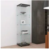 LuxusKollektion Standvitrine Glasvitrine Vitrinenschrank Sammlervitrine Schloss 1 Schwarz 4 Etagen schwarz