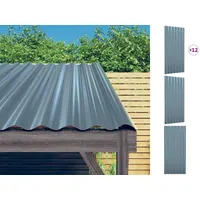vidaXL Dachpaneele 12 Stk. Pulverbeschichteter Stahl Grau 80x36 cm