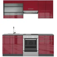 Vicco Küchenzeile Fame-Line 200 cm bordeaux hochglanz