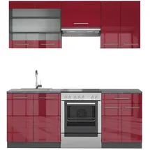 Vicco Küchenzeile Fame-Line 200 cm bordeaux hochglanz