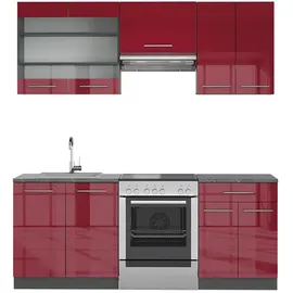 Vicco Küchenzeile Fame-Line 200 cm bordeaux hochglanz
