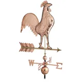 Relaxdays Wetterhahn, Metall, Windrichtungsanzeiger fürs Dach, Garten, Windfahne mit Himmelsrichtungen & Pfeil, kupfer