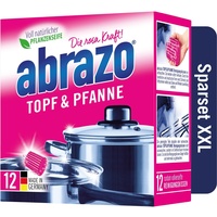 abrazo Topf & Pfanne | 12 Reinigungskissen für Töpfe, Grill & Backofen, Spülschwamm mit veganer Pflanzenseife, Küchenschwamm, Reinigungsschwamm