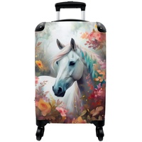 NoBoringSuitcases.com© Kinderkoffer 55x35x20cm Pferd - Natur - Blumen - Tiere - Wald, 4 Rollen, Koffer mit 4 rollen, Kindertrolley, Reisekoffer für Mädchen bunt