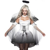 HINAA Gefallener Engel Kostüm Mädchen | Engelsflügel und Halo-Kleid Sexy Kostü,Evil Angel Dress für Erwachsene mit Halo für Halloween Weihnachten