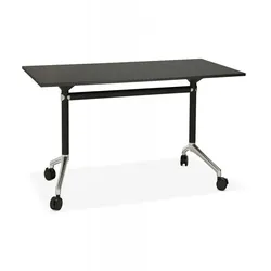 Klappschreibtisch FLEXO Schwarz Holz Metall | Mobiler Bürotisch mit Rollen | Designer Arbeitsplatz klappbar | Modern Minimalistisch | Kadima Design