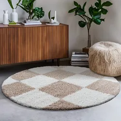Hochflor-Teppich SANAT "Milano 1250", beige, H:30mm Ø:200cm, Kunstfaser, Teppiche, Hochflor, Wohnzimmer, Schlafzimmer, fussbodenheizungsgeeignet