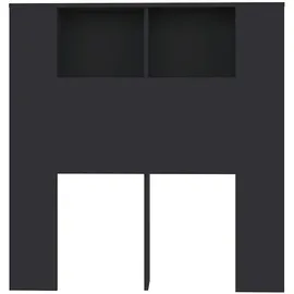 vidaXL Kopfteil mit Ablagen Schwarz