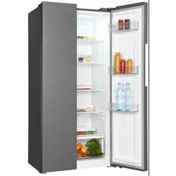 Exquisit Side by Side SBS450-360E anthrazit | 444 L Volumen | Side by Side Kühlschrank NoFrost | Umluft | Kühlschrank Side by Side Schnellgefrieren