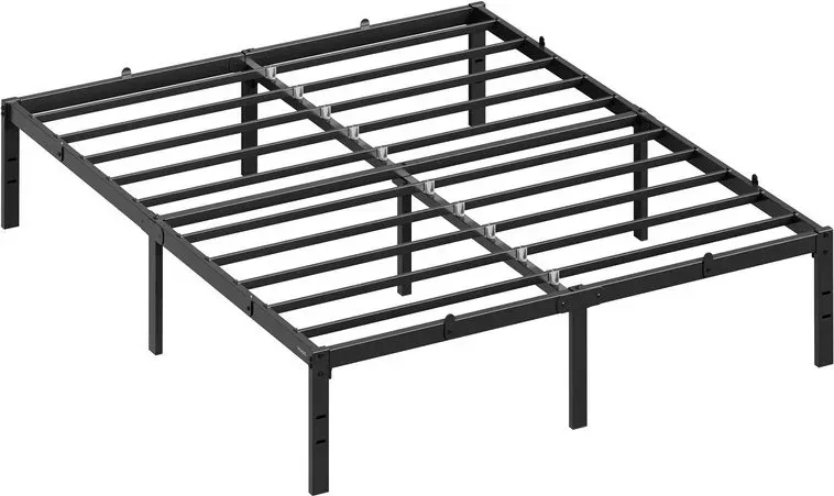 Ochama Einzelbettgestell, Bett, 140 x 190 cm, Metallbett, Bettrahmen, Unterbettaufbewahrung, modern, einfacher Aufbau, schwarz