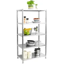 shelfr Schwerlastregal Edelstahl 74x41x140 cm Grau 5 Ebenen
