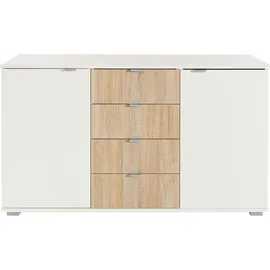 Priess Kombikommode 123 x 71 x 38 cm Weiß / Beige