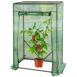 Royal Gardineer Tomaten-Folien-Gewächshaus, aufrollbare Tür, 100 x 50 x 150 cm, grün