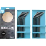 Gräwe Strohhalme, gebogen, 12er Set, silberne Trinkhalme aus Edelstahl, spülmaschinengeeignet, wiederverwendbar Metall Strohhalm
