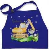 Kinderschürze Schürze Kinder Jungen Mädchen - Bagger I Baggerfahrer Geschenk - 2-6 Jahre - Royalblau - baustelle kinderschürzen kochschürze fahrzeuge personalisierte name für kind und - 2-6 Jahre