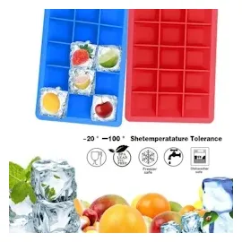 Intirilife 2x Eiswürfelformen in ROT - 2er Set à 15 Fächer Eiswürfel Silikonformen mit Deckel - 18 x 13 x 2.5