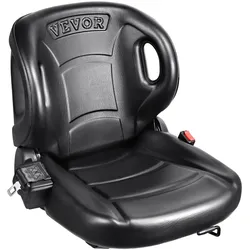 VEVOR Universal Traktorsitz aus PVC-Kunstleder und Polyurethanschaum Traktor Schleppersitz mit Sicherheitsgurt und Mikro-Sicherheitsschalter Fahrersitz Einzelsitz 160–340mm Schlitz