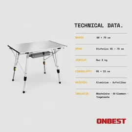 onbest Klapptisch Norderney Silber