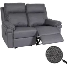 Mendler 2er Kinosessel HWC-L94, Relaxsessel Fernsehsessel Sofa, Armlehne Liegefunktion Nosagfederung Stoff/Textil ~ dunkelgrau