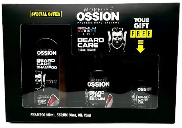 Ossion - Bartpflege-Set - gelb (Shampoo + Serum + Öl)