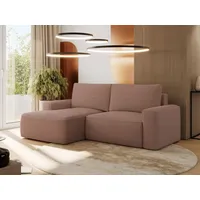 MKS MEBLE Sofa mit Schlaffunktion - Ecksofa mit Schlaffunktion und Bettkasten - Sofa 3 Sitzer - Schlafsofa - Couch - Schlafsofa mit Bettkasten - Be... - Rosa