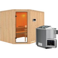 Sauna Horna inkl. 9 kW Bio-Ofen mit ext. Strg., Glastür Bronziert