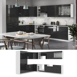 Vicco Winkelküche Fame-Line L-Form 257 x 60 cm Anthrazit Hochglanz/Weiß