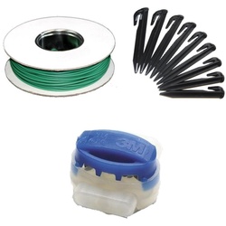 Genisys Mähroboter Kabel Reparatur Set + Haken Verbinder kompatibel mit Flymo EasiLife Rasen Roboter Mäher Begrenzung Draht Erdnägel Klemmen - HQ, Set: 5m+10H+4V