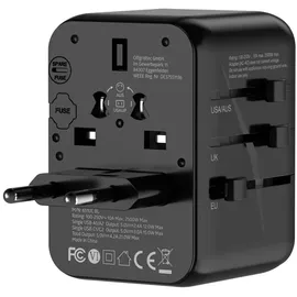 Offgridtec Reiseadapter Universal Weltweit 2x USB-A und 2x USB-C Schwarz