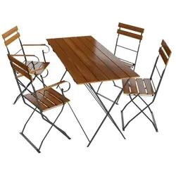 Lex Biergarten Sitzgruppe Biergartenmöbel Garten Armlehne Stuhl Tisch 120x60 5tlg.