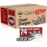 QuickWhip Sahnekapseln 360 (24 Packungen x 15 Kartons), 8,0 Gramm reines Lachgas, N2O-Kartuschen für Schlagsahnespender, kompatibel mit Standard-Sahnespendern