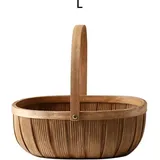 Mano Picknickkorb Mit Geflochtenem Ovalem Holzgriff, 34 X 25 X 12,5 Cm, Für Obst Und Aufbewahrung