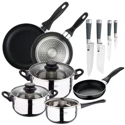 San Ignacio - Set bestehend aus 3 Pfannen + 5-teiligem Kochgeschirr + Messerset