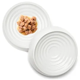 CatGuru Katzennäpfe, Schnurrhaar, stressfreier Futternapf, lindert Müdigkeit, breite, rutschfeste Flache Schale, Futter- und Bewässerungszubehör (Set mit 2 Stück, Marshmallow)